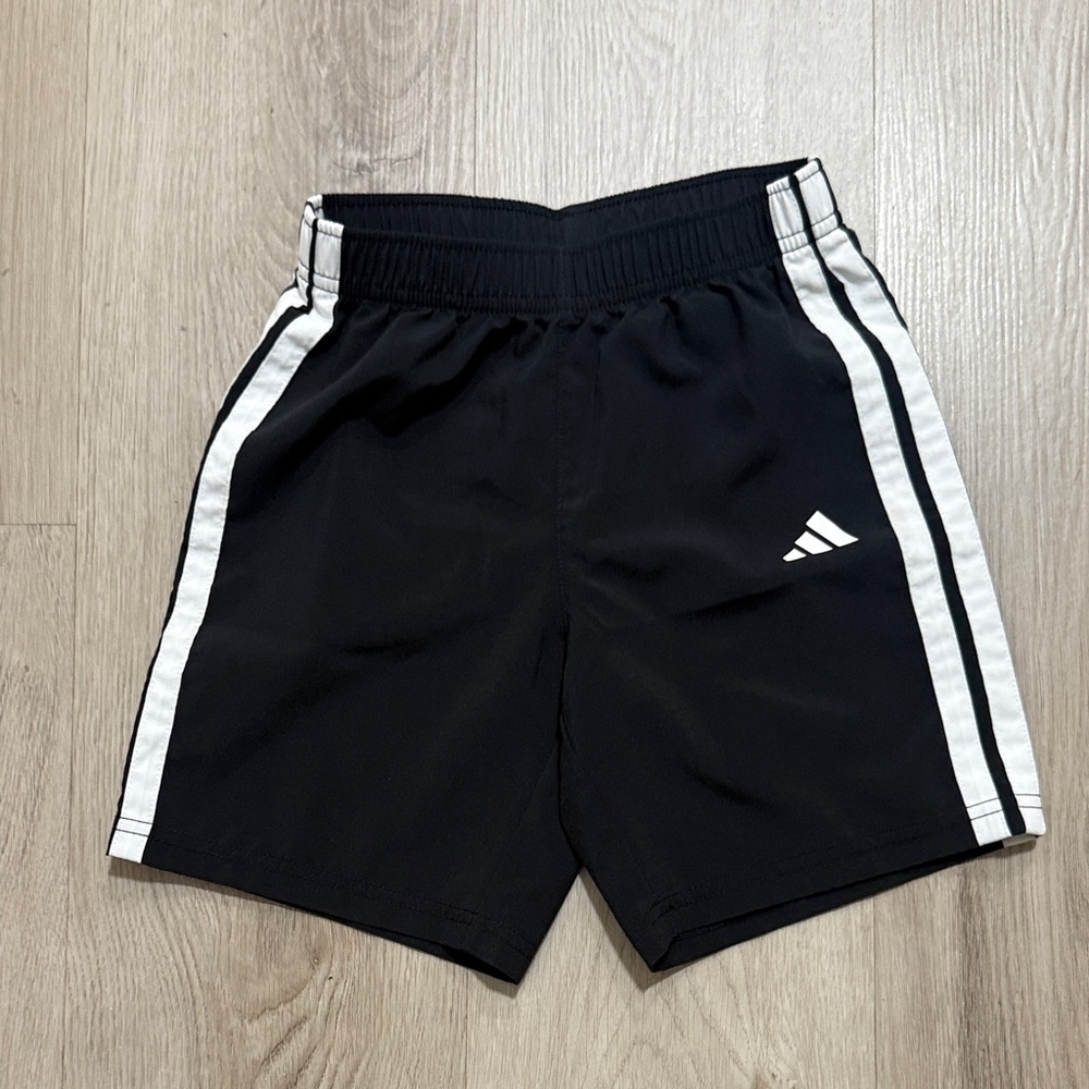 Adidas Kids Black Shorts with White Stripes